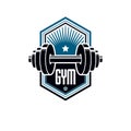 Logotype for heavyweight gym or fitness sport gymnasium, vintage