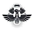 Logotype for heavyweight gym or fitness sport gymnasium, winged