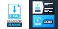 Logotype HTML file document icon. Download HTML button icon isolated on white background. Logo design template element Royalty Free Stock Photo