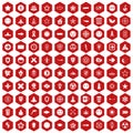 100 logotype icons hexagon red