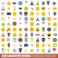 100 logotype icons set, flat style Royalty Free Stock Photo