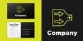 Logotype line Arrow icon isolated on black background. Direction Arrowhead symbol. Navigation pointer sign. Logo design