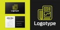 Logotype line Business finance report icon isolated on black background. Audit and analysis, document, plan symbol. Logo