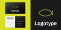Logotype line Christian fish symbol icon isolated on black background. Jesus fish symbol. Logo design template element