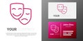 Logotype line Comedy and tragedy theatrical masks icon isolated on white background. Logo design template element Royalty Free Stock Photo