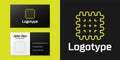 Logotype line Cracker biscuit icon isolated on black background. Sweet cookie. Logo design template element. Vector Royalty Free Stock Photo