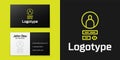 Logotype line Create account screen icon isolated on black background. Logo design template element. Vector Royalty Free Stock Photo