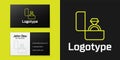 Logotype line Diamond engagement ring icon isolated on black background. Logo design template element. Vector Royalty Free Stock Photo