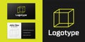 Logotype line Function mathematical symbol icon isolated on black background. Logo design template element. Vector Royalty Free Stock Photo