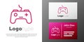 Logotype line Gamepad icon isolated on white background. Game controller. Logo design template element. Vector