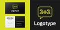 Logotype line Graph, schedule, chart, diagram, infographic, pie graph icon isolated on black background. Logo design