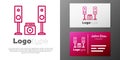 Logotype line Home stereo with two speaker s icon isolated on white background. Music system. Logo design template Royalty Free Stock Photo