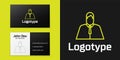 Logotype line Lawyer, attorney, jurist icon isolated on black background. Jurisprudence, law or court icon. Logo design