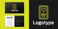 Logotype line Medical clipboard with clinical record icon isolated on black background. Prescription, medical check