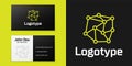 Logotype line Neural network icon isolated on black background. Artificial Intelligence. Logo design template element
