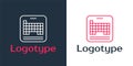 Logotype line Periodic table of the elements icon isolated on white background. Logo design template element. Vector