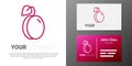 Logotype line Plum fruit icon isolated on white background. Logo design template element. Vector