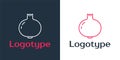 Logotype line Pomegranate icon isolated on white background. Garnet fruit. Logo design template element. Vector