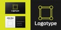 Logotype line Presentation board with graph, schedule, chart, diagram, infographic, pie graph icon isolated on black