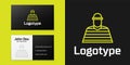 Logotype line Prisoner icon isolated on black background. Logo design template element. Vector Illustration