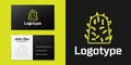 Logotype line Rabies virus disease microorganisms icon isolated on black background. Logo design template element