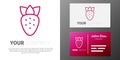 Logotype line Strawberry icon isolated on white background. Logo design template element. Vector Royalty Free Stock Photo