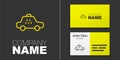 Logotype line Taxi car icon isolated on grey background. Logo design template element. Vector Royalty Free Stock Photo