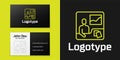 Logotype line Trading courses icon isolated on black background. Distance learning finance management, buying and