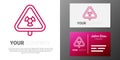 Logotype line Triangle sign with radiation symbol icon isolated on white background. Logo design template element Royalty Free Stock Photo