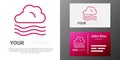 Logotype line Windy weather icon isolated on white background. Cloud and wind. Logo design template element. Vector Royalty Free Stock Photo