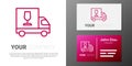 Logotype line Wine truck icon isolated on white background. Fast delivery. Logo design template element. Vector Royalty Free Stock Photo