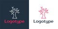 Logotype line Withered tree icon isolated on white background. Bare tree. Dead tree silhouette. Logo design template