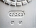 Logotype of new Crocs sandals foam clogs M13 size