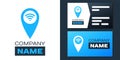 Logotype Pointer map with wifi internet signal connection icon isolated on white background. Logo design template Royalty Free Stock Photo