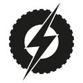 Logotype round wheel with lightning. Eco electric