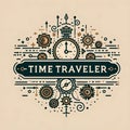 Logotype steampunk time traveler.