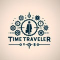 Logotype steampunk time traveler.