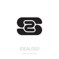 Logotype template with letter S and Number 2. Vector symmetrical