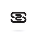 Logotype template with Number 2 and letter S. Vector symmetrical