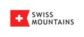 Logotype template for tours to swiss mountains, Vector lovable illustration with national flag of Switzerland