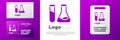 Logotype Test tube and flask - chemical laboratory test icon isolated on white background. Laboratory glassware sign