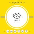 Logotype - two hemispheres of the brain, two leaves, two spirals, an eye with a pupil - a symbol of interaction, vision, clarity