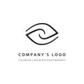 Logotype - two hemispheres of the brain, two leaves, two spirals, an eye with a pupil - a symbol of interaction, vision