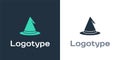 Logotype Witch hat icon isolated on white background. Happy Halloween party. Logo design template element. Vector Royalty Free Stock Photo