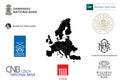 Logotypes of central banks of EU
