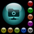 Logout from FTP icons in color illuminated glass buttons