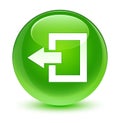 Logout icon glassy green round button