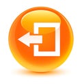 Logout icon glassy orange round button