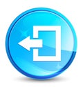 Logout icon splash natural blue round button