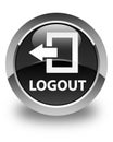 Logout glossy black round button